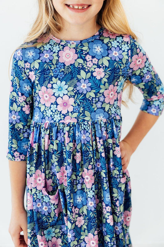 Whimsy 3/4 Sleeve Pocket Twirl Dress - Mila & Rose ® - Flyclothing LLC