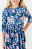 Whimsy 3/4 Sleeve Pocket Twirl Dress