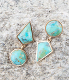 Miss-Matched Blue Turquoise Golden Post Earrings - Barse Jewelry - Flyclothing LLC