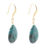 Mix of Blue and Green Chrysocolla Golden Drop Earrings - Barse Jewelry - Flyclothing LLC