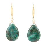 Mix of Blue and Green Chrysocolla Golden Drop Earrings - Barse Jewelry - Flyclothing LLC