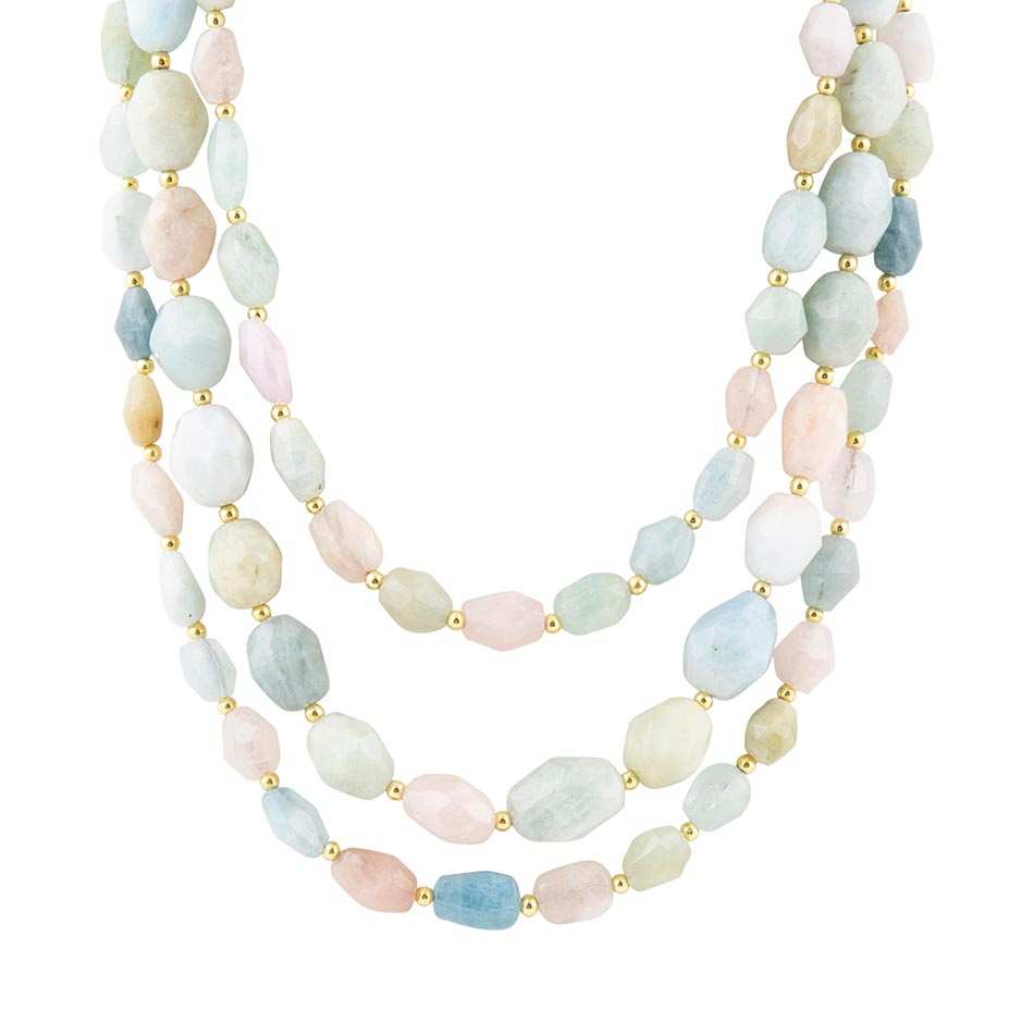 Mixed Morganite Pastel Statement Strand Necklace - Barse Jewelry - Flyclothing LLC