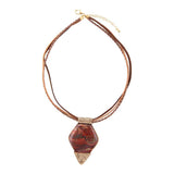 Modern Red Jasper and Golden Pendant Necklace - Barse Jewelry - Flyclothing LLC