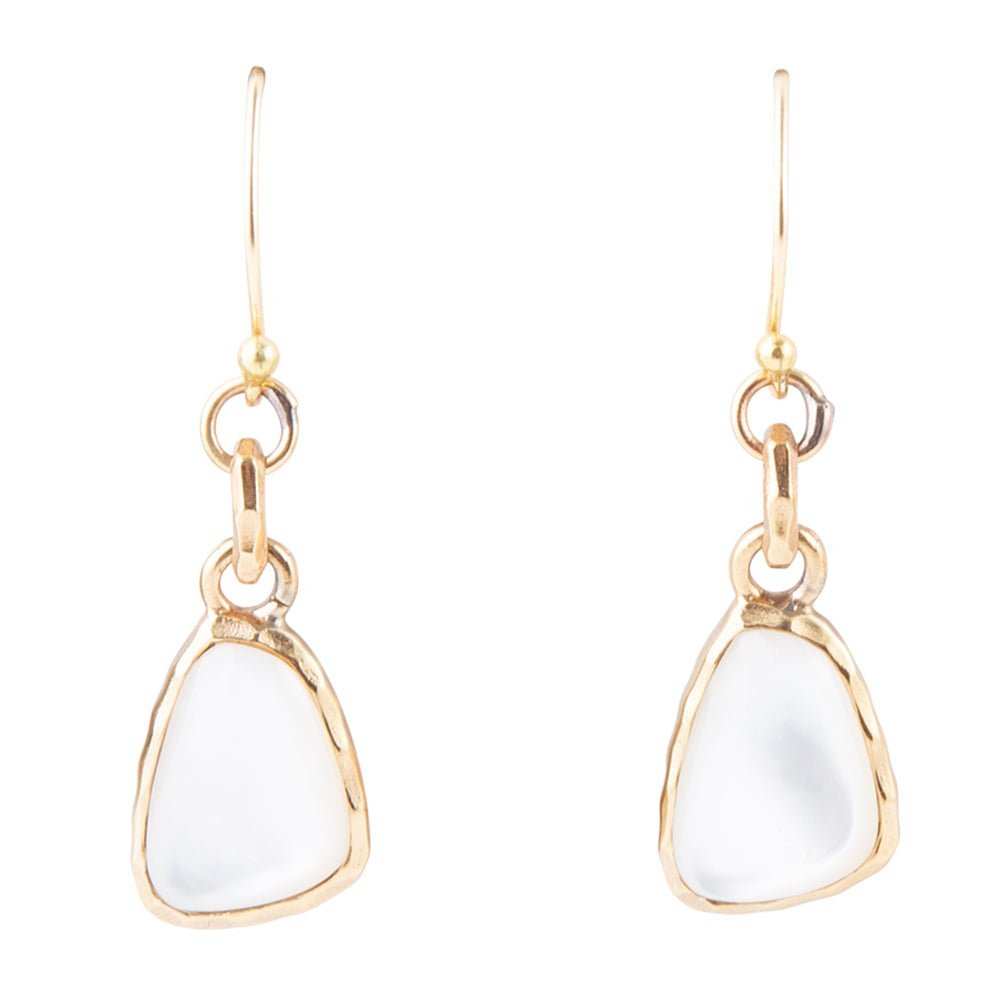 White Mother of Pearl Golden Drop Earrings - Barse Jewelry - Flyclothing LLC