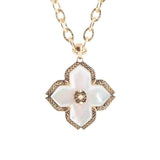 Maltese Cross White Mother of Pearl Golden Chain Pendant Necklace - Barse Jewelry - Flyclothing LLC