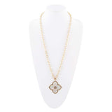 Maltese Cross White Mother of Pearl Golden Chain Pendant Necklace - Barse Jewelry - Flyclothing LLC