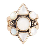 White Mother of Pearl Golden Statement Ring - Barse Jewelry - Flyclothing LLC