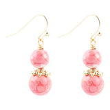Mottled Pink Jade Golden Drop Earrings - Barse Jewelry - Flyclothing LLC