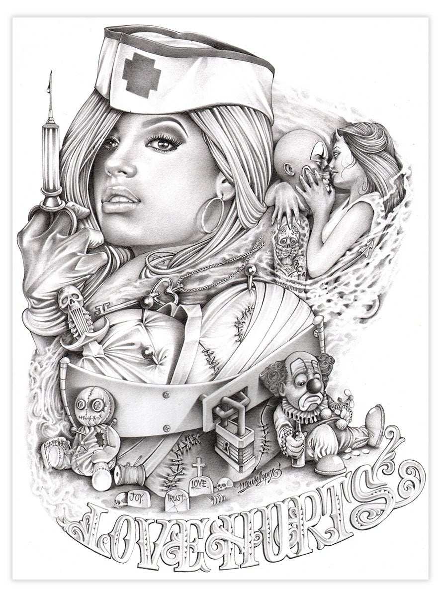 Black Market Art Company Mouse& Love Hurts Print - Black Market Art Company - Flyclothing LLC