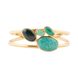 Multi Green Stones Golden Cuff Bracelets - Barse Jewelry - Flyclothing LLC