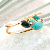 Multi Green Stones Golden Cuff Bracelets - Barse Jewelry - Flyclothing LLC