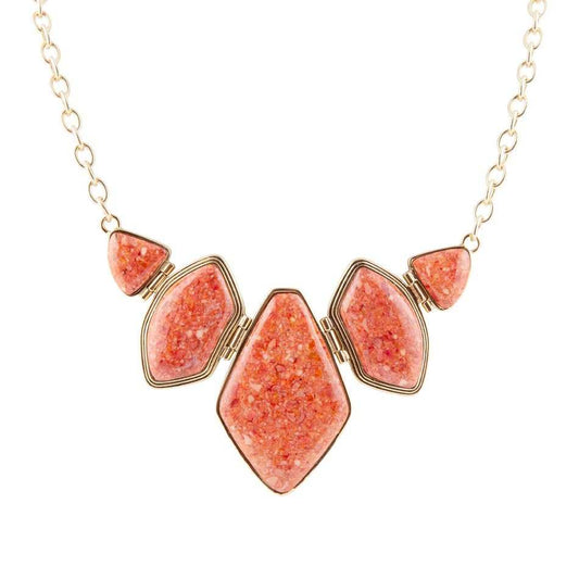 Multi Shape Orange Sponge Coral Pendant Gold Necklace - Barse Jewelry - Flyclothing LLC