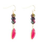 Jeweled Multicolor Tiger's Eye and Pink Agate Golden Drop Earrings - Barse Jewelry - Flyclothing LLC