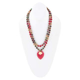 Jeweled Multi-Color Tiger's Eye and Rasberry Quartz Pendant Golden Necklace - Barse Jewelry - Flyclothing LLC