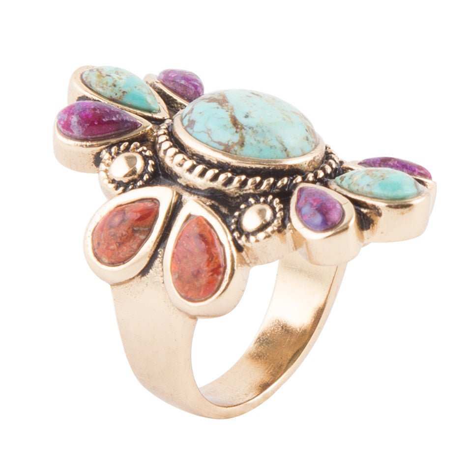 Native Color Turquoise Multi Stone Ring - Barse Jewelry - Flyclothing LLC