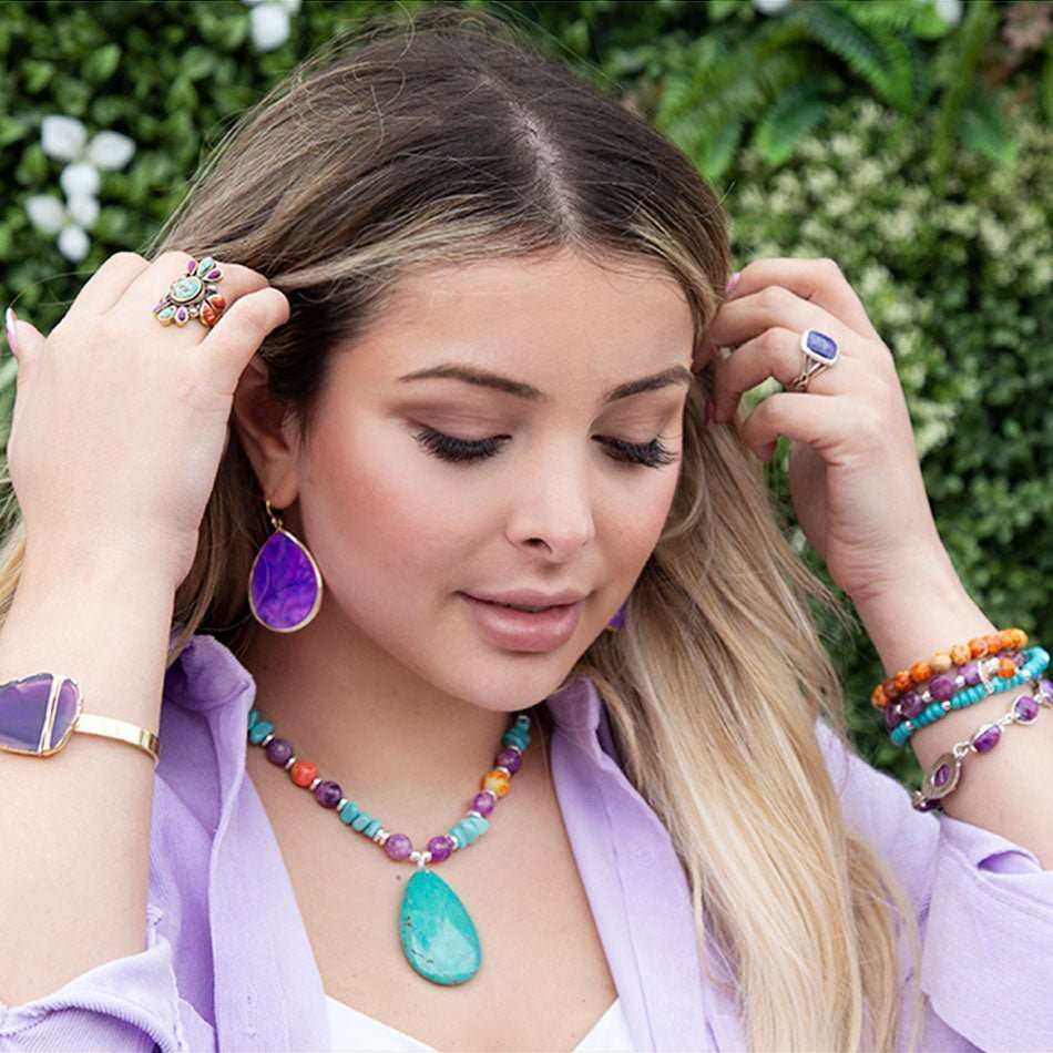 Native Color Turquoise Multi Stone Ring - Barse Jewelry - Flyclothing LLC