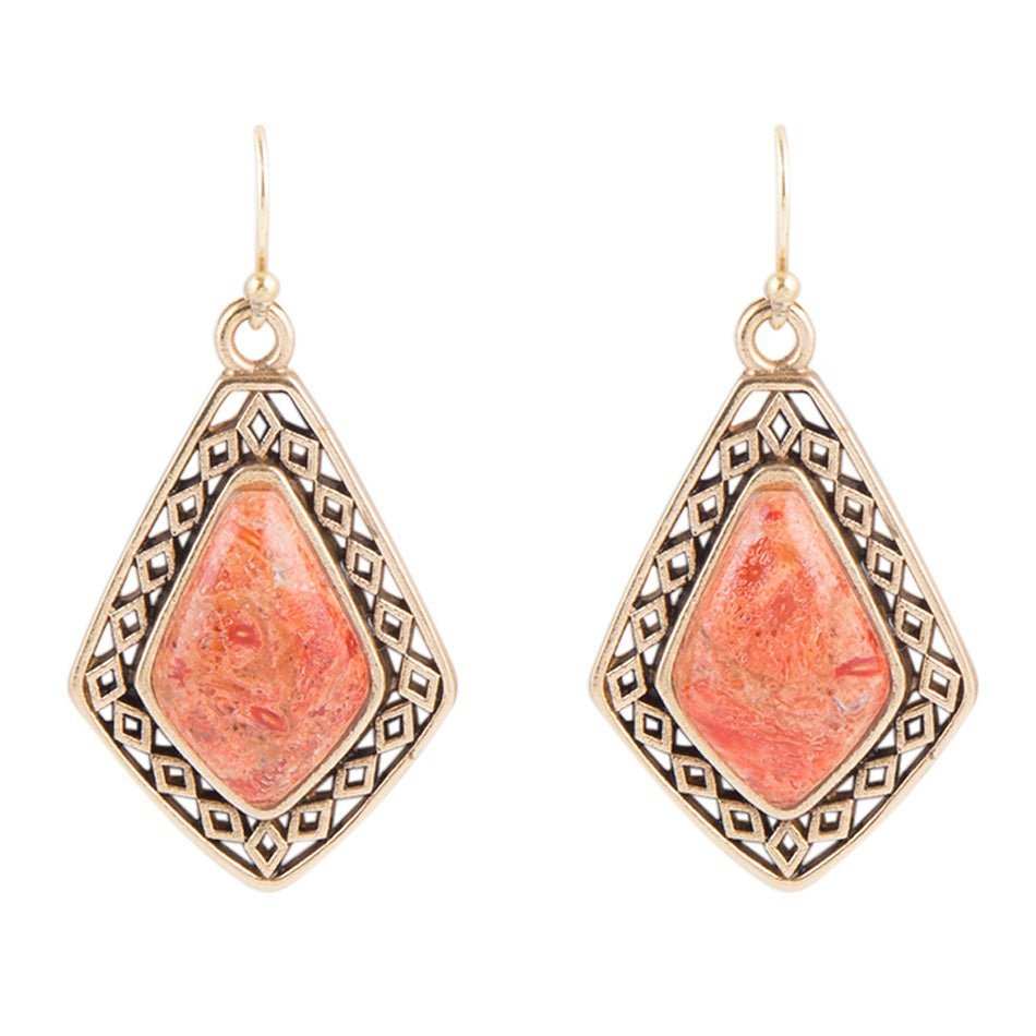 Native Vibe Orange Sponge Coral Arrow Earrings - Barse Jewelry - Flyclothing LLC