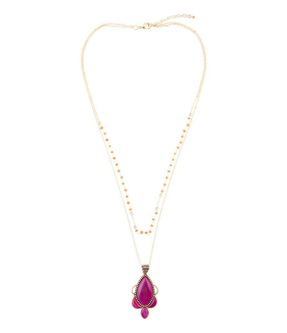 Neims Pink Carnelian Golden Pendant Necklace - Barse Jewelry - Flyclothing LLC