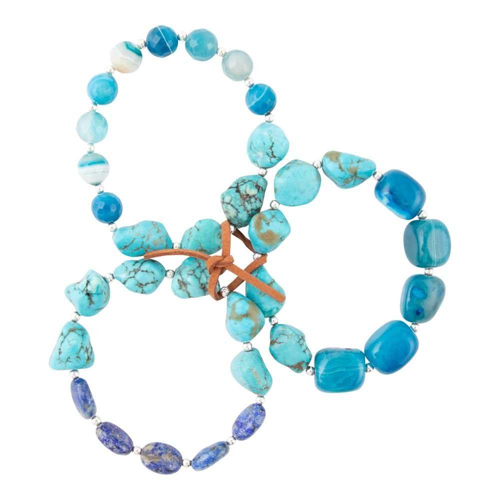 New Haven Blue Turquoise Sterling Silver Bracelet Set - Barse Jewelry - Flyclothing LLC