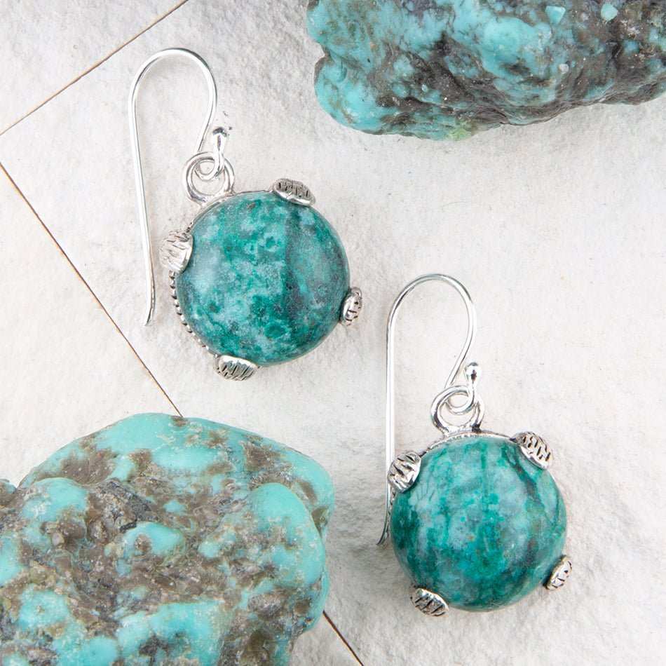 Nomad Blue Chrysocolla and Sterling Silver Drop Earrings - Barse Jewelry - Flyclothing LLC