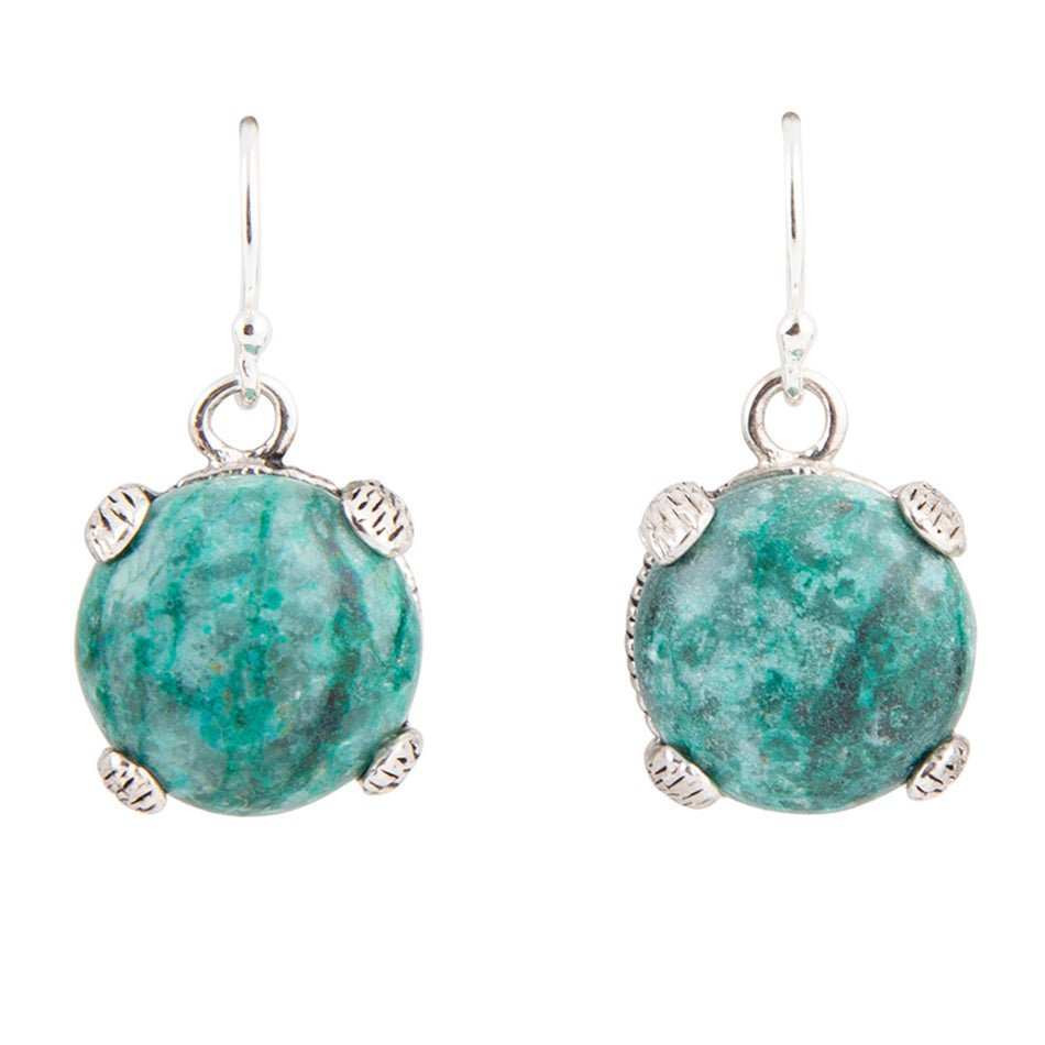Nomad Blue Chrysocolla and Sterling Silver Drop Earrings - Barse Jewelry - Flyclothing LLC