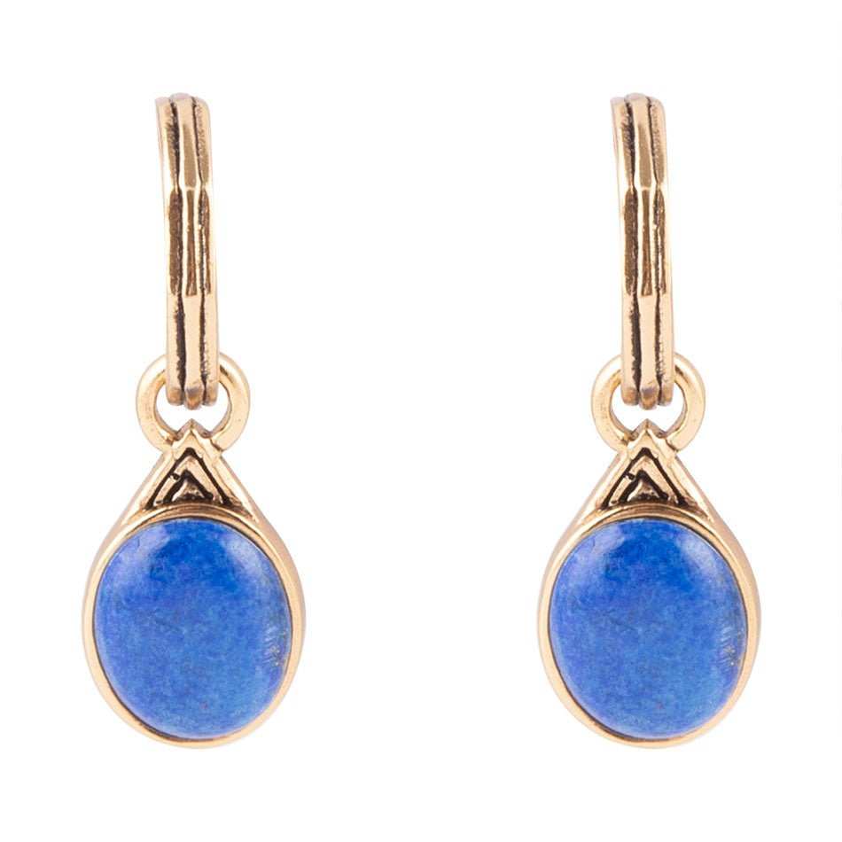 Nova Half-Hoop Blue Lapis and Golden Earrings - Barse Jewelry - Flyclothing LLC