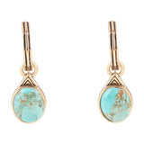 Nova Half-Hoop Blue Turquoise and Golden Earrings - Barse Jewelry - Flyclothing LLC