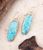 Odyssey Long Blue Turquoise and Golden Statement Earrings - Barse Jewelry - Flyclothing LLC