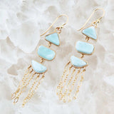 Ohana Blue Larimar Golden Chandelier Drop Earrings - Barse Jewelry - Flyclothing LLC