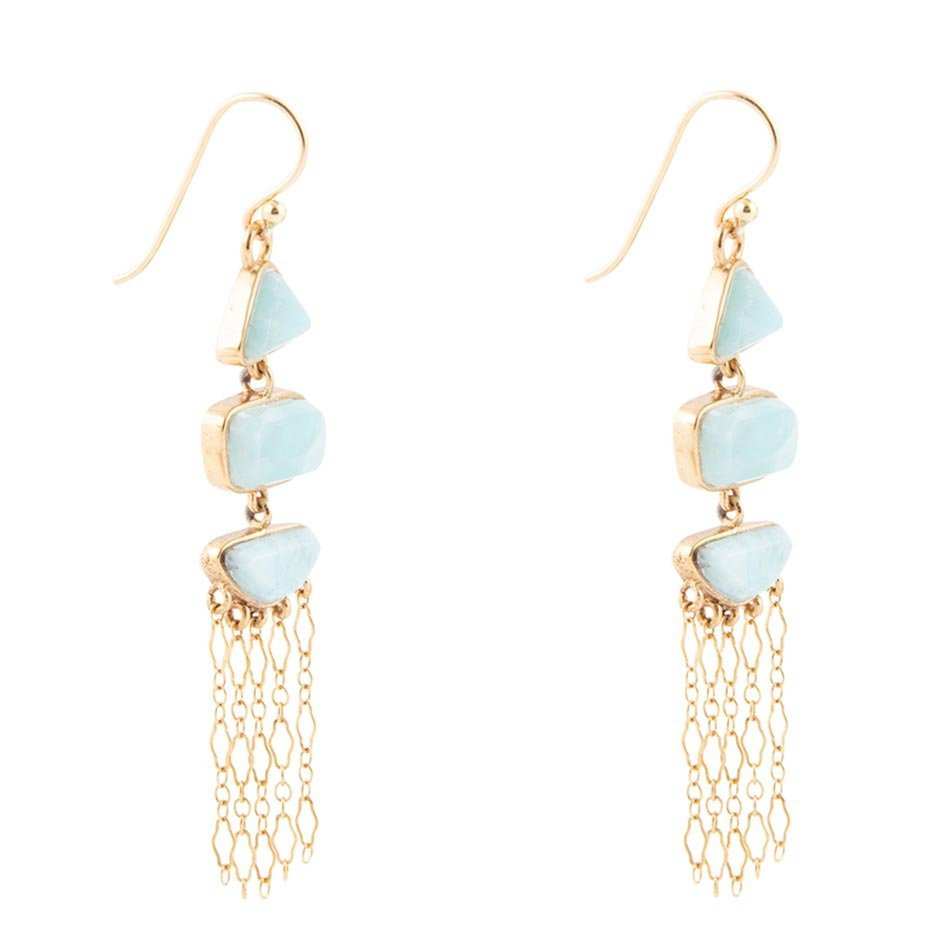Ohana Blue Larimar Golden Chandelier Drop Earrings - Barse Jewelry - Flyclothing LLC