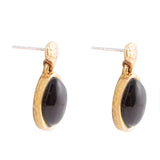 Black Onyx Hammered Post Drop Golden Earrings - Barse Jewelry - Flyclothing LLC
