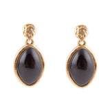 Black Onyx Hammered Post Drop Golden Earrings - Barse Jewelry - Flyclothing LLC