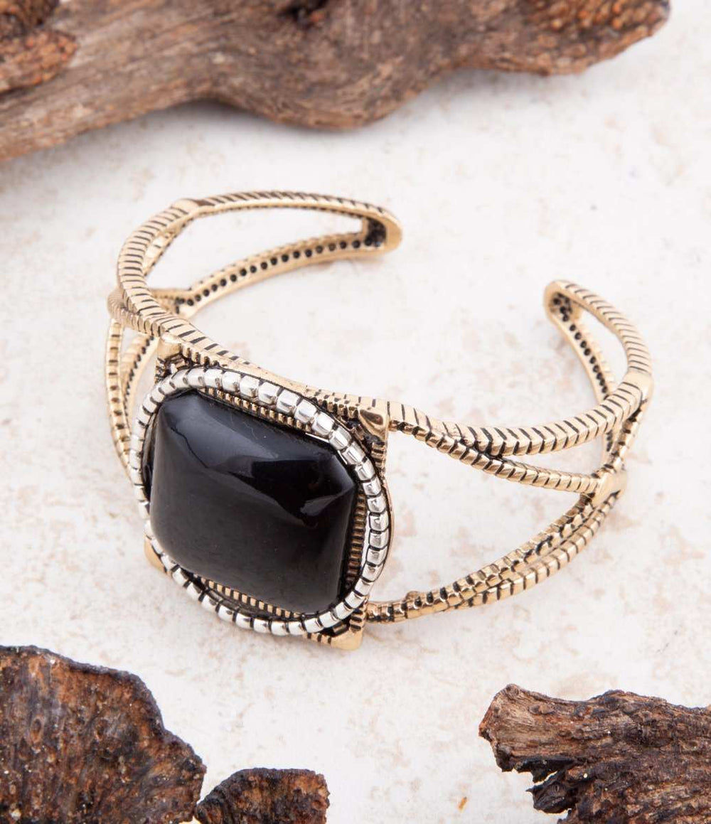 Onyx Mixed Metal Golden Cuff Bracelet - Barse Jewelry - Flyclothing LLC