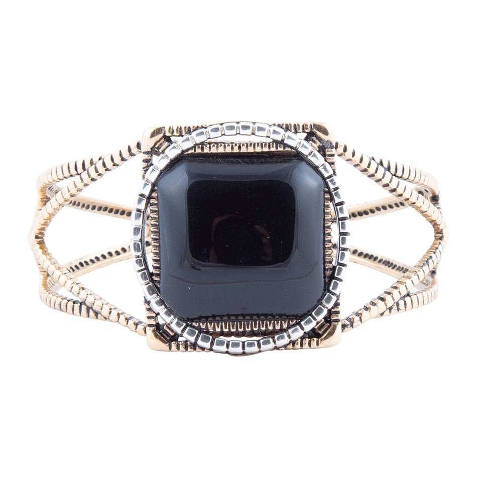 Onyx Mixed Metal Golden Cuff Bracelet - Barse Jewelry - Flyclothing LLC