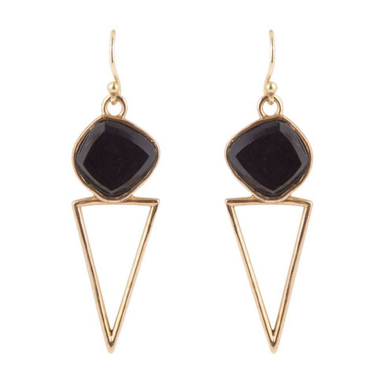 Onyx and Bronze Triangle Earrings - Barse Jewelry - Flyclothing LLC