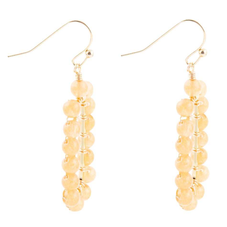 Orange Apricot Jade Endless Golden Loop Earrings - Barse Jewelry - Flyclothing LLC