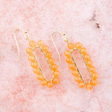 Orange Apricot Jade Endless Golden Loop Earrings - Barse Jewelry - Flyclothing LLC