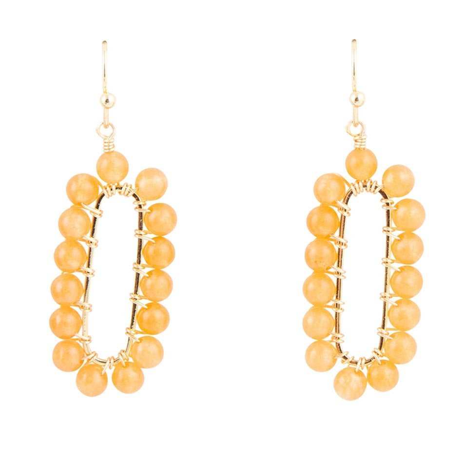 Orange Apricot Jade Endless Golden Loop Earrings - Barse Jewelry - Flyclothing LLC