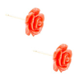 Orange Coral Rose Post Stud Earrings - Barse Jewelry - Flyclothing LLC