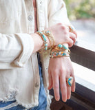 Orange Spiny Oyster and Blue Turquoise Matrix Abstract Golden Ring - Barse Jewelry - Flyclothing LLC