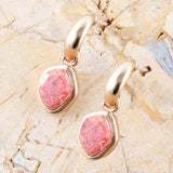 Orange Sponge Coral and Golden Half Hoop Earrings - Barse Jewelry - Flyclothing LLC