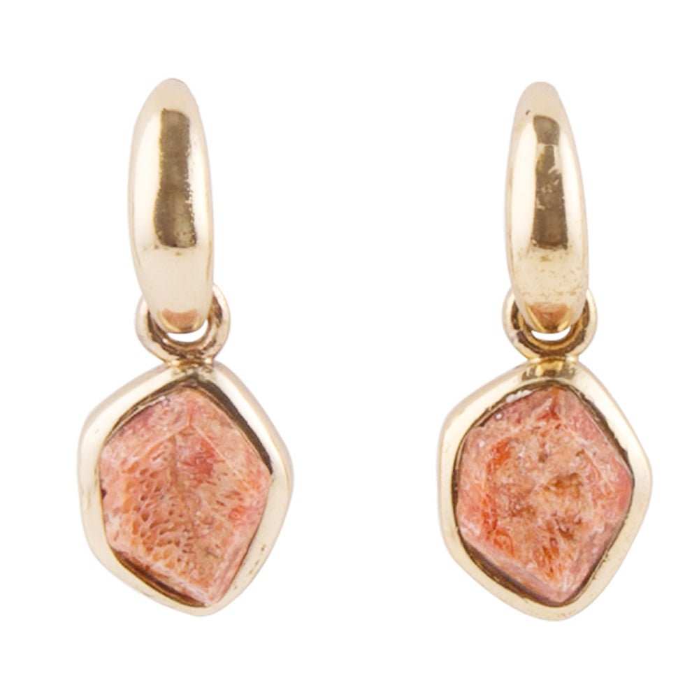 Orange Sponge Coral and Golden Half Hoop Earrings - Barse Jewelry - Flyclothing LLC