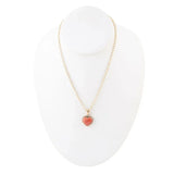 Orange Sponge Coral Heart Pendant and Golden Bronze Necklace - Barse Jewelry - Flyclothing LLC
