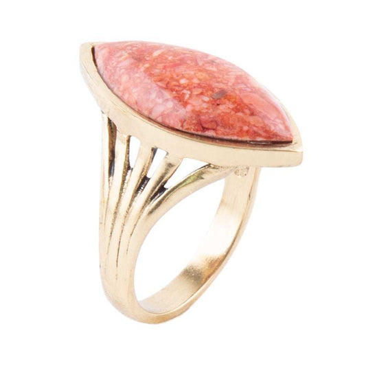 Spark Orange Sponge Coral Golden Ring - Barse Jewelry - Flyclothing LLC