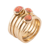 Orange Sponge Coral Golden Stacking Ring Set - Barse Jewelry - Flyclothing LLC