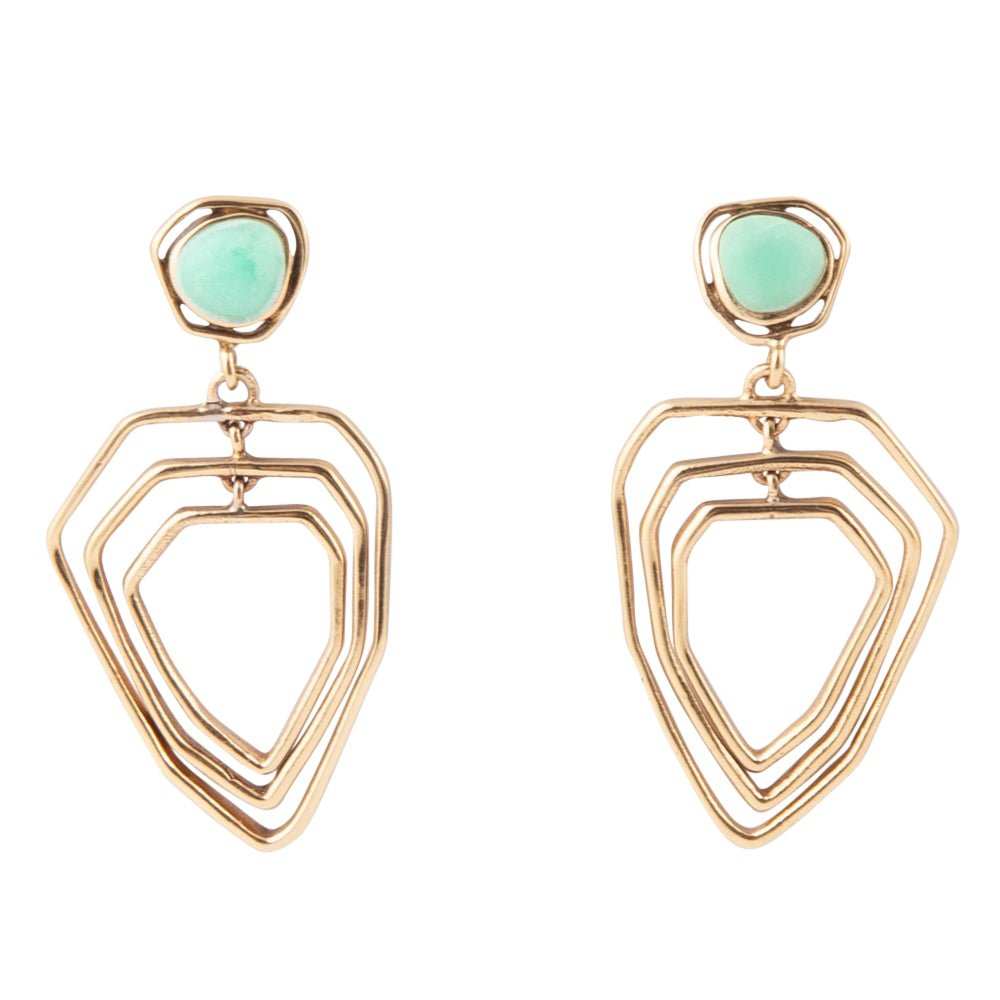 Organic Green Chrysoprase and Golden Bronze Drop Earrings - Barse Jewelry - Flyclothing LLC