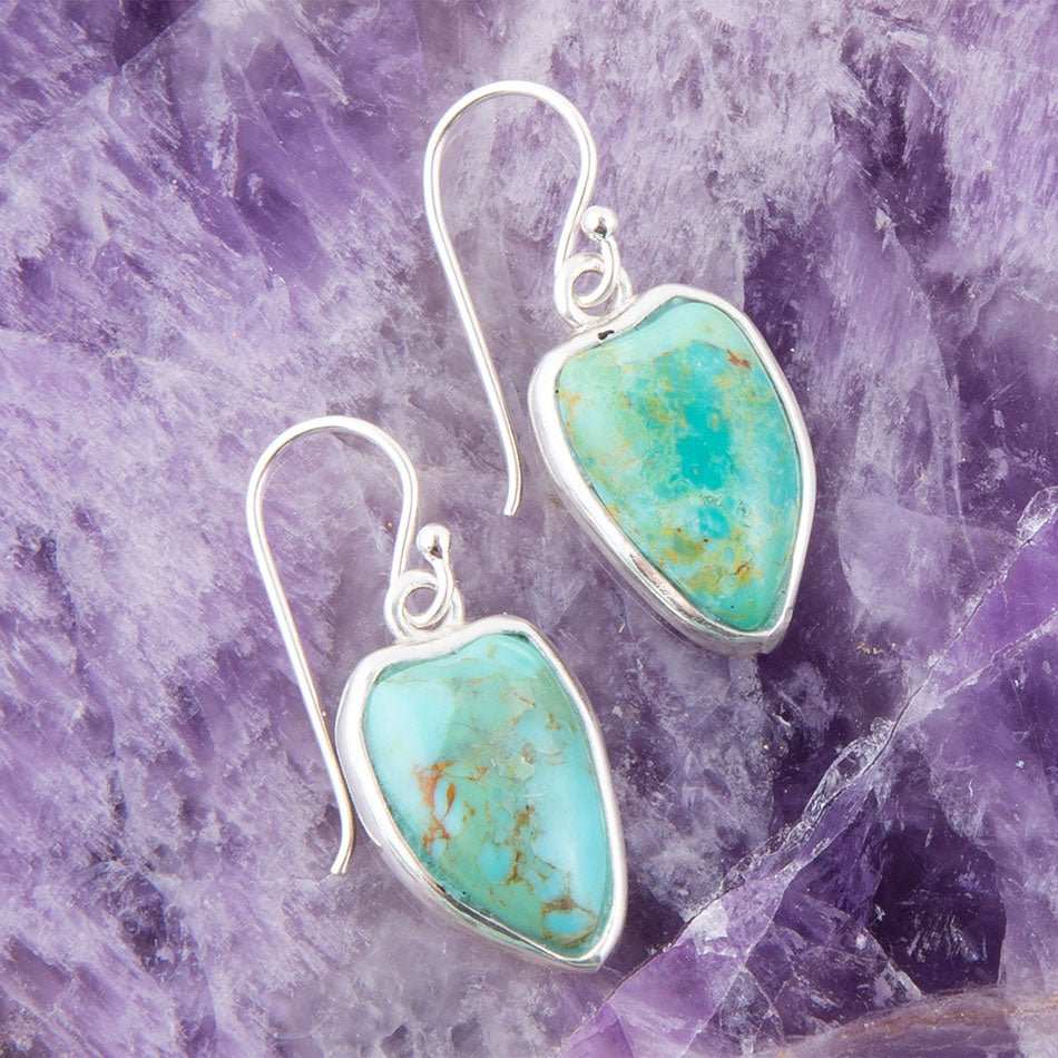Organic Turquoise and Sterling Silver Drop Earrings - Barse Jewelry - Flyclothing LLC