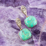 Ornate Lime Green Turquoise Golden Post Top Earrings - Barse Jewelry - Flyclothing LLC