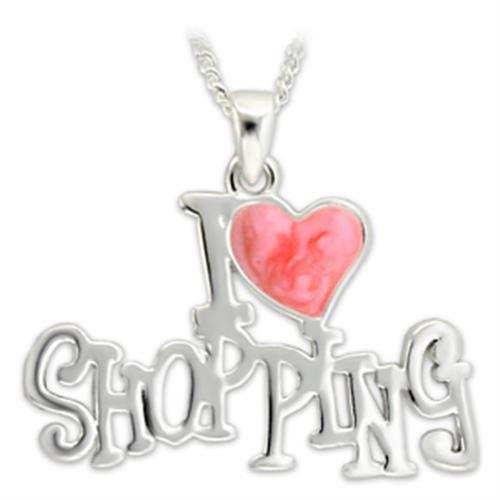 LO1184 - Silver Brass Pendant with Epoxy in Rose - Alamode - Flyclothing LLC