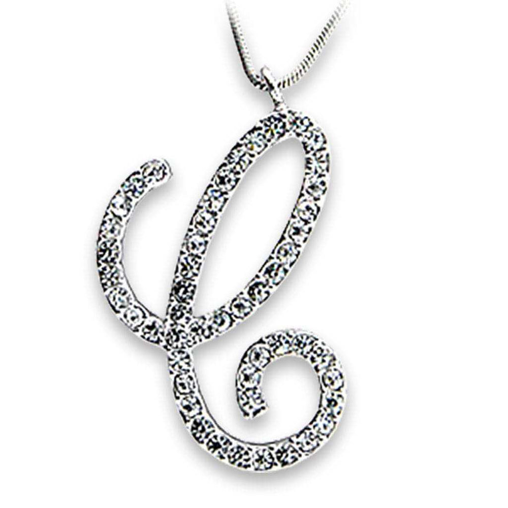 OT116 - Rhodium Brass Pendant with Top Grade Crystal in Clear - Alamode - Flyclothing LLC